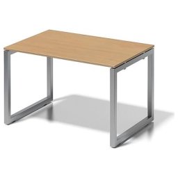 BISLEY Bureau CITO à piétement en O, h x l x p 740 x 1200 x 800 mm, piétement argent, plateau hêtre