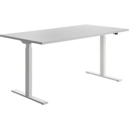 Topstar Bureau à réglage électrique de la hauteur, l x p 1600 x 800 mm, plateau blanc, piétement blanc