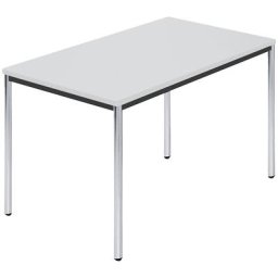Table rectangulaire en tube rond chromé, l x p 1200 x 800 mm, gris