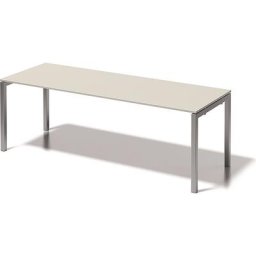 BISLEY Bureau CITO à piétement en U, h x l x p 740 x 2200 x 800 mm, piétement argent, plateau blanc gris
