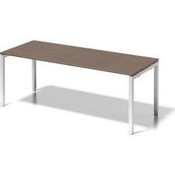 BISLEY Bureau CITO à piétement en U, h x l x p 650 - 850 x 2000 x 800 mm, piétement blanc, plateau noyer
