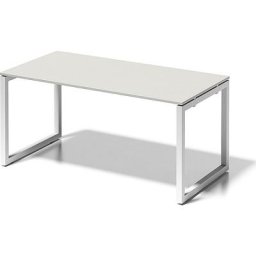 BISLEY Bureau CITO à piétement en O, h x l x p 740 x 1600 x 800 mm, piétement blanc, plateau blanc gris