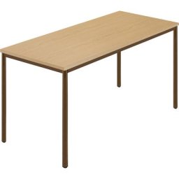Table rectangulaire, tube rond plastifié, l x p 1400 x 700 mm, hêtre naturel / brun