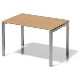 BISLEY Bureau CITO à piétement en U, h x l x p 740 x 1200 x 800 mm, piétement argent, plateau hêtre