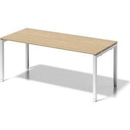 BISLEY Bureau CITO à piétement en U, h x l x p 650 - 850 x 1800 x 800 mm, piétement blanc, plateau érable