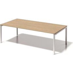BISLEY Bureau CITO à piétement en U, h x l x p 740 x 2400 x 1200 mm, piétement blanc, plateau érable