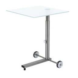 Table d'appoint mobile, L x l 450 x 450 mm, hauteur 485 - 650 mm, plateau en verre satiné