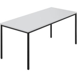 Table rectangulaire, tube rond plastifié, l x p 1600 x 800 mm, gris / anthracite