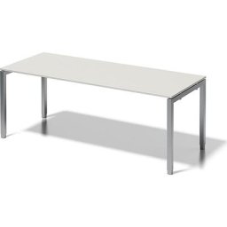 BISLEY Bureau CITO à piétement en U, h x l x p 650 - 850 x 2000 x 800 mm, piétement argent, plateau blanc gris