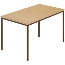 Table rectangulaire, tube rond plastifié, l x p 1200 x 800 mm, hêtre naturel / brun
