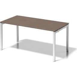 BISLEY Bureau CITO à piétement en U, h x l x p 650 - 850 x 1600 x 800 mm, piétement blanc, plateau noyer