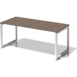 BISLEY Bureau CITO à piétement en O, h x l x p 740 x 1800 x 800 mm, piétement blanc, plateau noyer