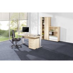 PETRA - Bureau complet, avec siège de bureau, façon érable