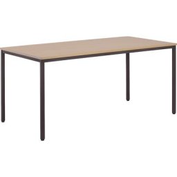 eurokraft basic Table polyvalente, h x l x p 720 x 1600 x 800 mm, plateau façon hêtre, piétement brun gris