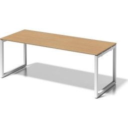 BISLEY Bureau CITO à piétement en O, h x l x p 740 x 2000 x 800 mm, piétement blanc, plateau hêtre