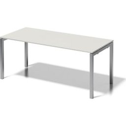 BISLEY Bureau CITO à piétement en U, h x l x p 740 x 1800 x 800 mm, piétement argent, plateau blanc gris