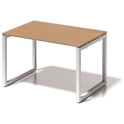 BISLEY Bureau CITO à piétement en O, h x l x p 740 x 1200 x 800 mm, piétement blanc, plateau hêtre