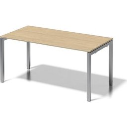 BISLEY Bureau CITO à piétement en U, h x l x p 650 - 850 x 1600 x 800 mm, piétement argent, plateau érable