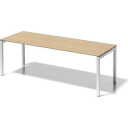 BISLEY Bureau CITO à piétement en U, h x l x p 740 x 2200 x 800 mm, piétement blanc, plateau érable