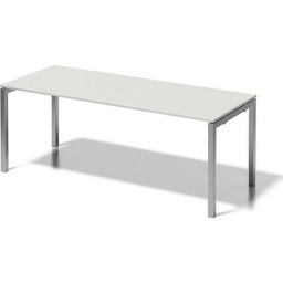 BISLEY Bureau CITO à piétement en U, h x l x p 740 x 2000 x 800 mm, piétement argent, plateau blanc gris
