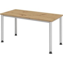 eurokraft pro RENATUS - Bureau Mini-Office 4, piétement 4 pieds, rond, largeur 1400 mm, façon chêne