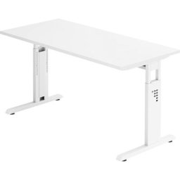 Bureau Mini-Office C, piétement en L blanc, largeur 1400 mm, blanc