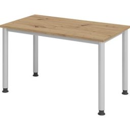 eurokraft pro RENATUS - Bureau Mini-Office 4, piétement 4 pieds, rond, largeur 1200 mm, façon chêne