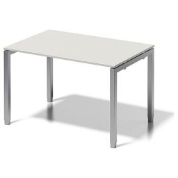 BISLEY Bureau CITO à piétement en U, h x l x p 650 - 850 x 1200 x 800 mm, piétement argent, plateau blanc gris