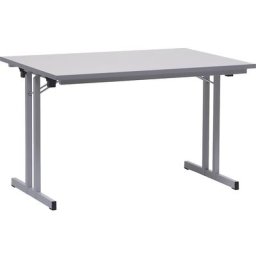 Table pliante à plateau extra-épais, hauteur 720 mm, 1200 x 800 mm, piétement gris clair, plateau gris clair
