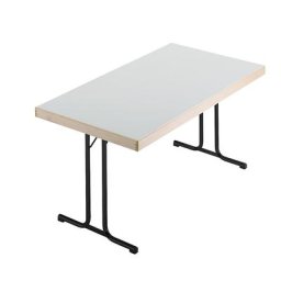 Tables pliantes, piétement en T, 1200 x 800 mm, piétement anthracite, plateau gris clair