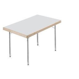 Tables pliantes, 4 pieds, 1200 x 800 mm, piétement chromé, plateau gris clair