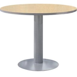 Table à pied central, Ø 1000 mm, hauteur 720 mm, façon hêtre / coloris alu