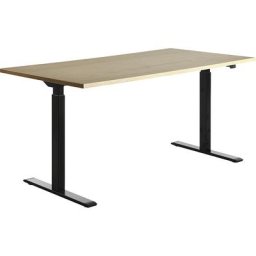 Topstar Bureau à réglage électrique de la hauteur, l x p 1600 x 800 mm, plateau façon érable, piétement noir