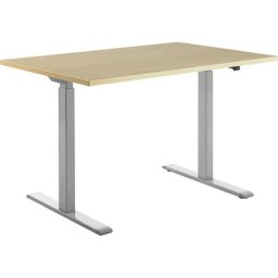 Topstar Bureau à réglage électrique de la hauteur, l x p 1200 x 800 mm, plateau façon érable, piétement gris