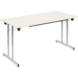 Table pliante F25, l x p 1400 x 700 mm, plateau façon érable, piétement coloris aluminium
