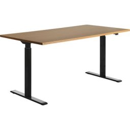 Topstar Bureau à réglage électrique de la hauteur, l x p 1600 x 800 mm, plateau façon hêtre, piétement noir