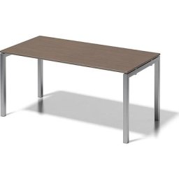 BISLEY Bureau CITO à piétement en U, h x l x p 740 x 1600 x 800 mm, piétement argent, plateau noyer
