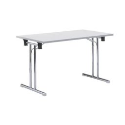 Table pliante, piétement double T en tube d'acier avec semelles droites, largeur 1200 mm, gris clair
