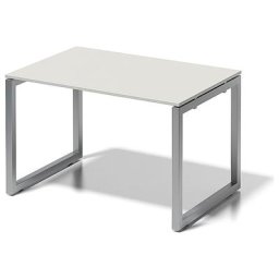 BISLEY Bureau CITO à piétement en O, h x l x p 740 x 1200 x 800 mm, piétement argent, plateau blanc gris