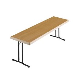 Tables pliantes, piétement en T, 1700 x 700 mm, piétement anthracite, plateau façon hêtre