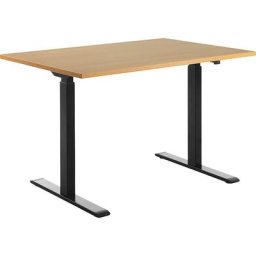 Topstar Bureau à réglage électrique de la hauteur, l x p 1200 x 800 mm, plateau façon hêtre, piétement noir