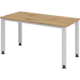 eurokraft pro RENATUS - Bureau Mini-Office 4, piétement 4 pieds, carré, largeur 1400 mm, façon chêne