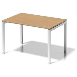 BISLEY Bureau CITO à piétement en U, h x l x p 650 - 850 x 1200 x 800 mm, piétement blanc, plateau hêtre