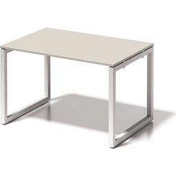 BISLEY Bureau CITO à piétement en O, h x l x p 740 x 1200 x 800 mm, piétement argent, plateau érable