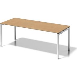 BISLEY Bureau CITO à piétement en U, h x l x p 650 - 850 x 2000 x 800 mm, piétement blanc, plateau hêtre
