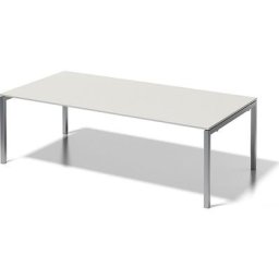 BISLEY Bureau CITO à piétement en U, h x l x p 740 x 2400 x 1200 mm, piétement argent, plateau blanc gris