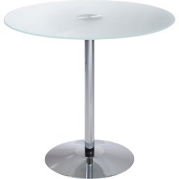 Table à pied central, Ø 800 mm, hauteur 720 mm, plateau en verre satiné