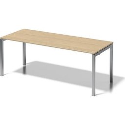 BISLEY Bureau CITO à piétement en U, h x l x p 740 x 2000 x 800 mm, piétement argent, plateau érable