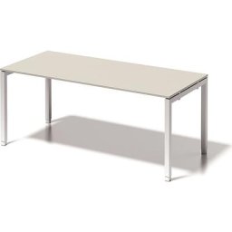 BISLEY Bureau CITO à piétement en U, h x l x p 650 - 850 x 1800 x 800 mm, piétement blanc, plateau blanc gris
