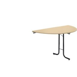 Retour pour table pliante, plateau en forme de demi-cercle, 1400 x 700 mm, piétement noir, plateau façon érable